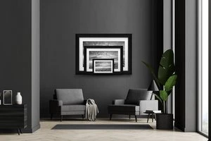 Paris prints displayed as a gallery wall