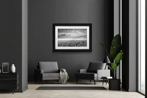 Large Paris print anchoring living room
