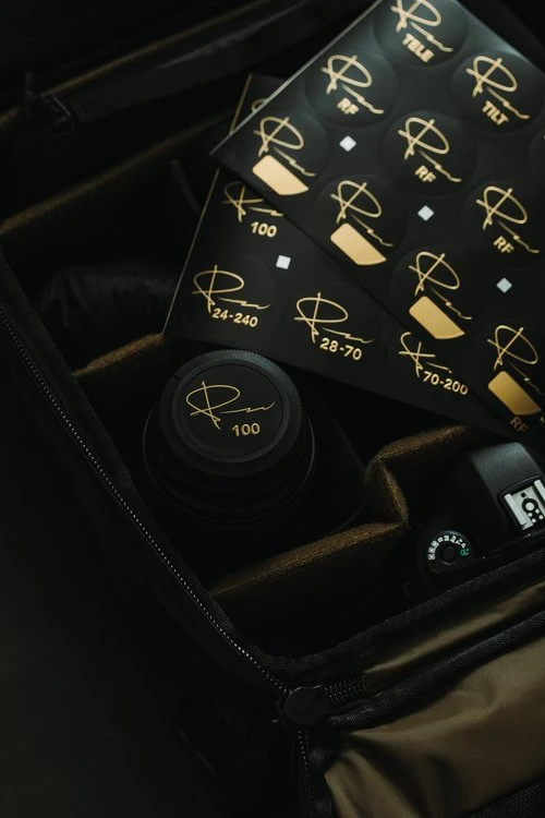 Lens IDs organized in a camera case